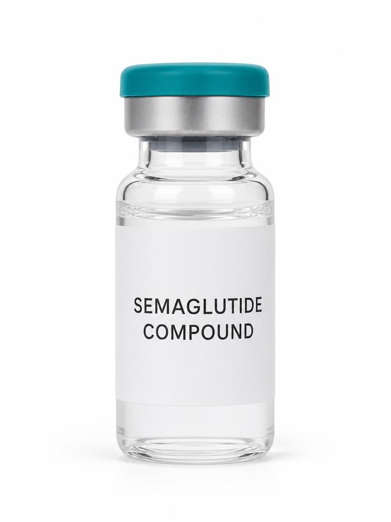 Semaglutide vial with a plain label